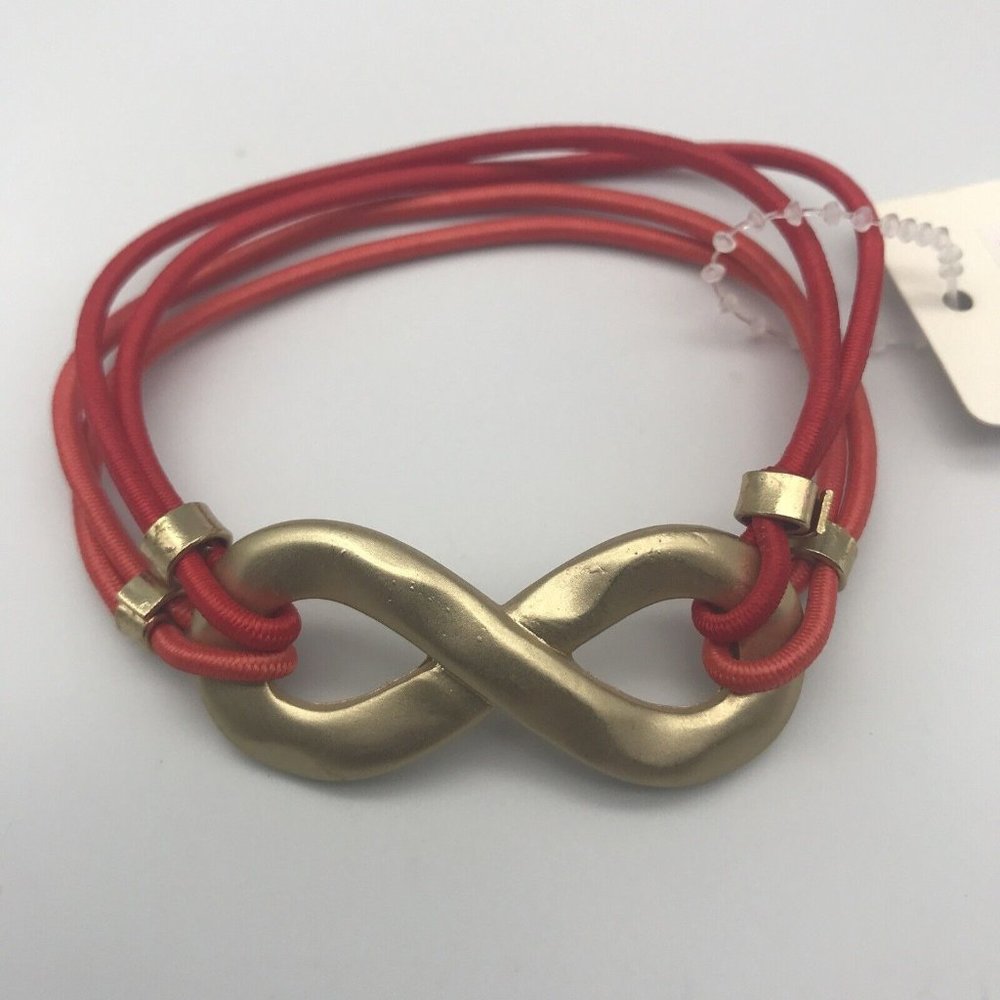 Gold Infinity Bracelet Red Rope Elastic Jewelry New
